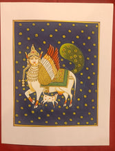 Load image into Gallery viewer, HandPainted Kamadhenu Holy Cow Pichwai Painting Original Artwork Small