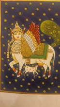 Load image into Gallery viewer, HandPainted Kamadhenu Holy Cow Pichwai Painting Original Artwork Small