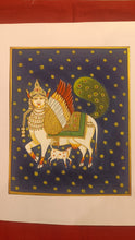 Load image into Gallery viewer, HandPainted Kamadhenu Holy Cow Pichwai Painting Original Artwork Small