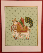 Load image into Gallery viewer, Original Art Kamadhenu Holy Cow Indian Miniature Art Pichwai Painting