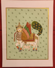 Load image into Gallery viewer, Original Art Kamadhenu Holy Cow Indian Miniature Art Pichwai Painting