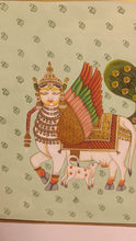 Load image into Gallery viewer, Original Art Kamadhenu Holy Cow Indian Miniature Art Pichwai Painting