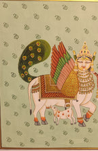 Load image into Gallery viewer, Original Kamadhenu Holy Cow Pichwai Art Indian Miniature Painting