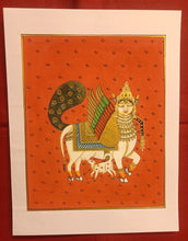 Load image into Gallery viewer, Original Kamadhenu Holy Cow Indian Miniature Pichwai Painting