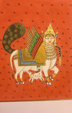 Load image into Gallery viewer, Original Kamadhenu Holy Cow Indian Miniature Pichwai Painting