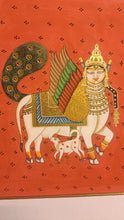 Load image into Gallery viewer, Original Kamadhenu Holy Cow Indian Miniature Pichwai Painting