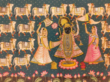Load image into Gallery viewer, Handmade Lord Shreenathji With Cows Fine Indian 2 * 3 Ft Pichwai Painting