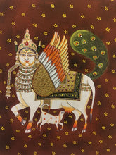 Load image into Gallery viewer, Traditional Indian Kamadenu Holy Cow Fine Pichwai Painting on Paper