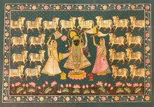 Load image into Gallery viewer, Handmade Lord Shreenathji With Cows Fine Indian 2 * 3 Ft Pichwai Painting