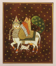Load image into Gallery viewer, Traditional Indian Kamadenu Holy Cow Fine Pichwai Painting on Paper