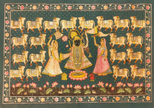 Load image into Gallery viewer, Handmade Lord Shreenathji With Cows Fine Indian 2 * 3 Ft Pichwai Painting
