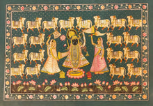 Load image into Gallery viewer, Handmade Lord Shreenathji With Cows Fine Indian 2 * 3 Ft Pichwai Painting