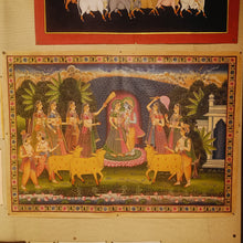 Load image into Gallery viewer, Antique Radha Krishna Raas Leela Pichwai Painting with Cows & Gopis – 3 × 4 Ft