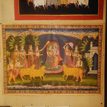 Load image into Gallery viewer, Antique Radha Krishna Raas Leela Pichwai Painting with Cows & Gopis – 3 × 4 Ft