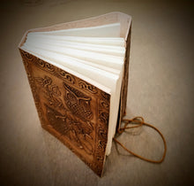 Load image into Gallery viewer, Owl Pair Embossed Vintage Handmade A5 Size Leather Bound Journal - 100/200 Unlined Recycled Refillable Pages