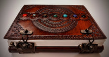 Load image into Gallery viewer, Large Seven Stoned Handmade Leather Bound Journal - Refillable Unlined Paper Travel Journal - Unisex Large Writing Notebook
