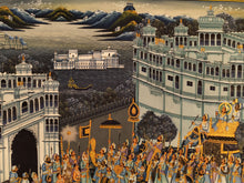 Load image into Gallery viewer, Royal Night Scene Wedding Procession Miniature Painting on Silk