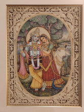Load image into Gallery viewer, Radha Krishna Story Luxury Home Decor Wall Framed Miniature Painting - ArtUdaipur