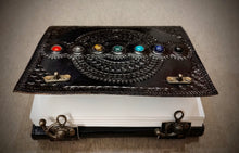 Load image into Gallery viewer, Large Seven Stoned Handmade Leather Bound Journal - Refillable Unlined Paper Travel Journal - Unisex Large Writing Notebook