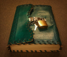 Load image into Gallery viewer, Handcrafted Vintage Leather Bound Multi Color A5 Sized Journal , Unlined Recycled Refillable Paper , Safe Writing Notebook
