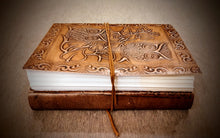 Load image into Gallery viewer, Owl Pair Embossed Vintage Handmade A5 Size Leather Bound Journal - 100/200 Unlined Recycled Refillable Pages