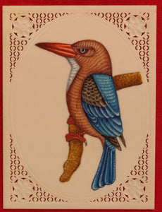 KingFisher Bird Birds Miniature Painting India Art Synthetic Ivory - ArtUdaipur