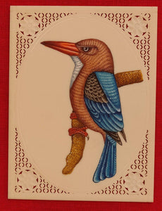 KingFisher Bird Birds Miniature Painting India Art Synthetic Ivory - ArtUdaipur