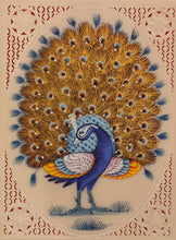 Load image into Gallery viewer, Hand Painted Peacock Pair Bird Birds Miniature Painting India Art - ArtUdaipur