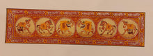 Load image into Gallery viewer, Hand Painted Procession Animal Miniature Painting India Art Nature on Silk - ArtUdaipur