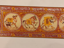 Load image into Gallery viewer, Hand Painted Procession Animal Miniature Painting India Art Nature on Silk - ArtUdaipur