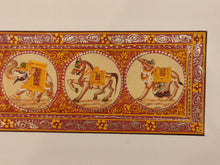 Load image into Gallery viewer, Hand Painted Procession Animal Miniature Painting India Art Nature on Silk - ArtUdaipur