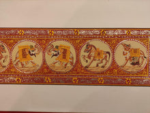 Load image into Gallery viewer, Hand Painted Procession Animal Miniature Painting India Art Nature on Silk - ArtUdaipur