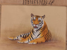 Load image into Gallery viewer, Hand Painted Tiger Animal Miniature Painting India Art Nature on Old Paper - ArtUdaipur