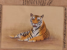 Load image into Gallery viewer, Hand Painted Tiger Animal Miniature Painting India Art Nature on Old Paper - ArtUdaipur