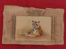 Load image into Gallery viewer, Hand Painted Tiger Animal Miniature Painting India Art Nature on Old Paper - ArtUdaipur