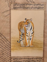 Load image into Gallery viewer, Hand Painted Tiger Animal Miniature Painting India Art WildLife on Old Paper - ArtUdaipur