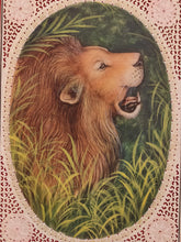 Load image into Gallery viewer, Hand Painted Lion Animal Miniature Painting India Art on Synthetic Ivory Faux - ArtUdaipur