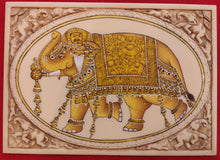 Load image into Gallery viewer, HandPainted Elephant Carved Carving Miniature Painting Art Synthetic Gold Ivory - ArtUdaipur