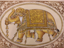 Load image into Gallery viewer, HandPainted Elephant Carved Carving Miniature Painting Art Synthetic Gold Ivory - ArtUdaipur