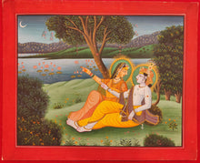 Load image into Gallery viewer, Hand Painted Hindu God Krishna Radha Miniature Painting India Art Paper - ArtUdaipur