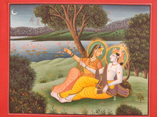 Load image into Gallery viewer, Hand Painted Hindu God Krishna Radha Miniature Painting India Art Paper - ArtUdaipur
