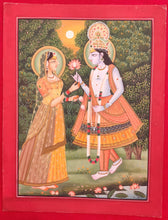 Load image into Gallery viewer, Hand Painted Krishna Radha God Painting India Artwork Paper Hindu Goddess - ArtUdaipur