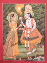 Load image into Gallery viewer, Hand Painted Krishna Radha God Painting India Artwork Paper Hindu Goddess - ArtUdaipur