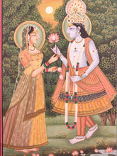 Load image into Gallery viewer, Hand Painted Krishna Radha God Painting India Artwork Paper Hindu Goddess - ArtUdaipur
