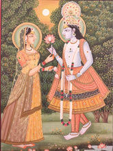 Load image into Gallery viewer, Hand Painted Krishna Radha God Painting India Artwork Paper Hindu Goddess - ArtUdaipur