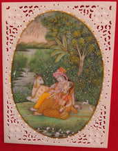 Load image into Gallery viewer, Buy Original Krishna Radha With Cow Romantic Indian Miniature Painting - ArtUdaipur