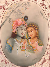 Load image into Gallery viewer, Hand Painted Krishna Radha Love Scene Miniature Painting India Artwork - ArtUdaipur