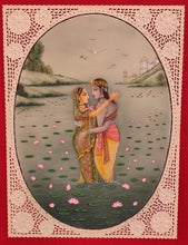Load image into Gallery viewer, Original Krishna Radha Love Scene Miniature Painting India Art - ArtUdaipur