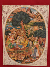 Load image into Gallery viewer, Hand Painted Mughal Love Scene Maharajah Village Miniature Painting India Art - ArtUdaipur