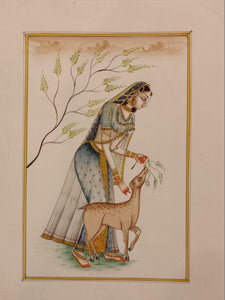 Handmade Indian Miniature Ragini Painting Paper Colors Art Traditional Exquistie - ArtUdaipur